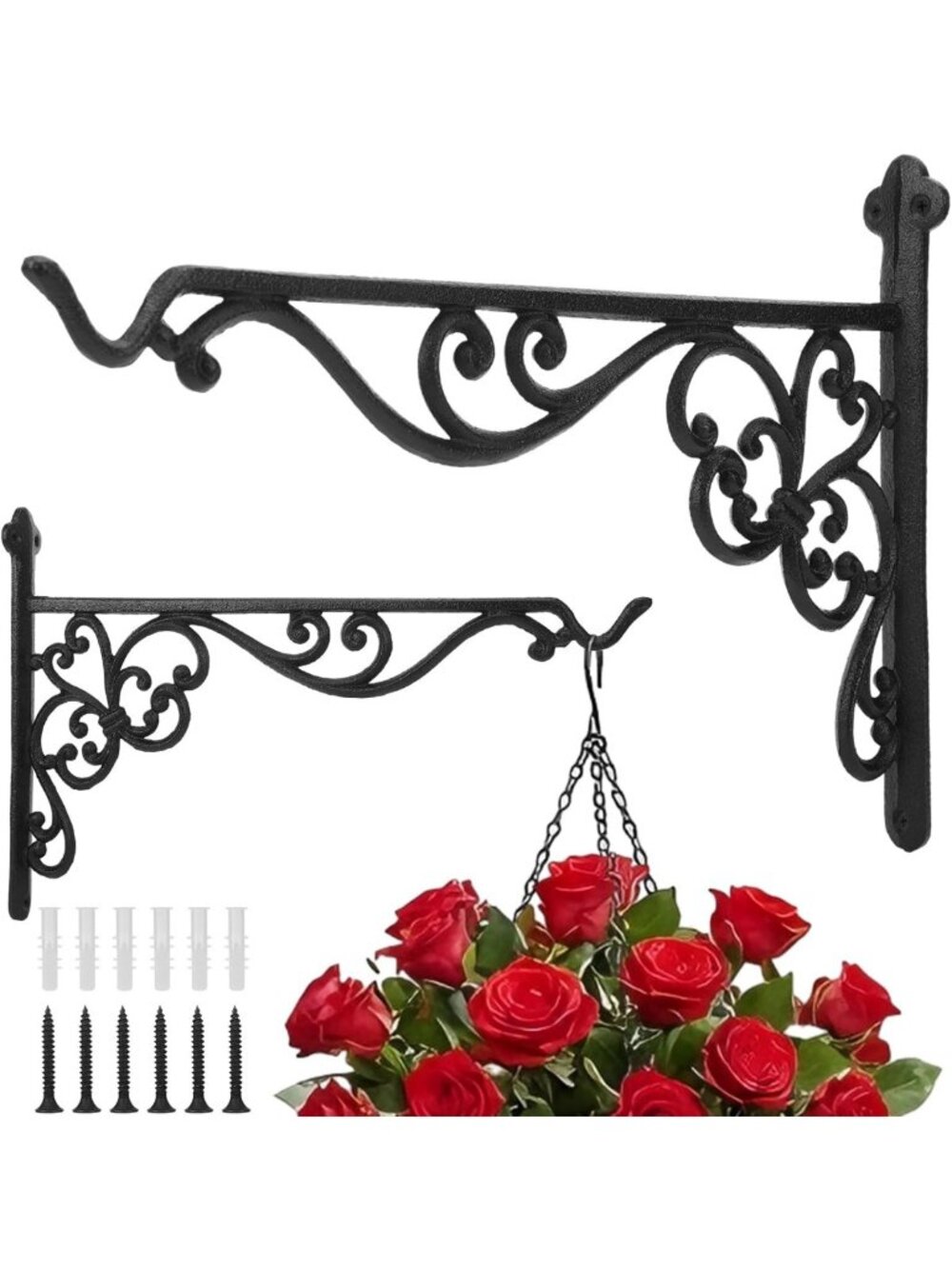 2 Pcs 15.6" Cast Iron Outdoor Wall Hangers - Durable, Stylish Home Decor